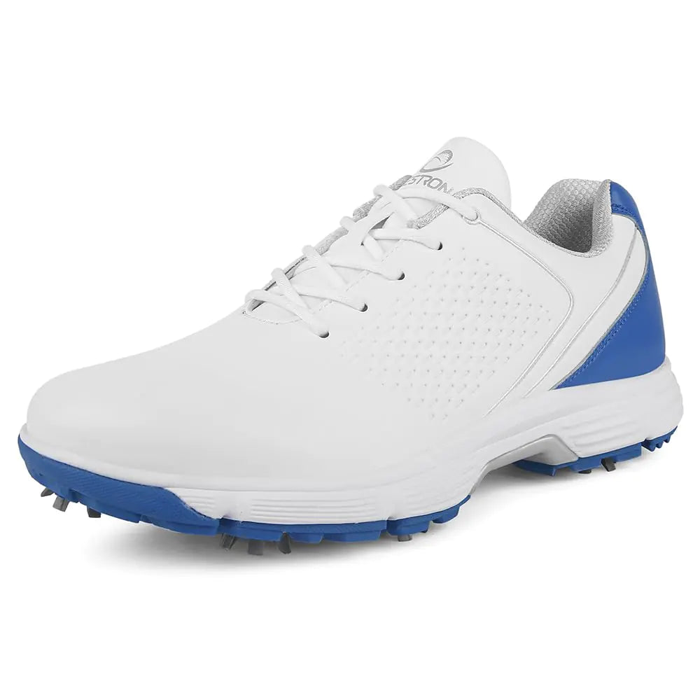 THESTRON Professional Golf Shoes for Men 7 Spikes Non-Slip Outdoor Golf Sport Training Sneakers Mens Comfortable Sport Shoes for Golfing Size 7-15 (7White Sky Blue)