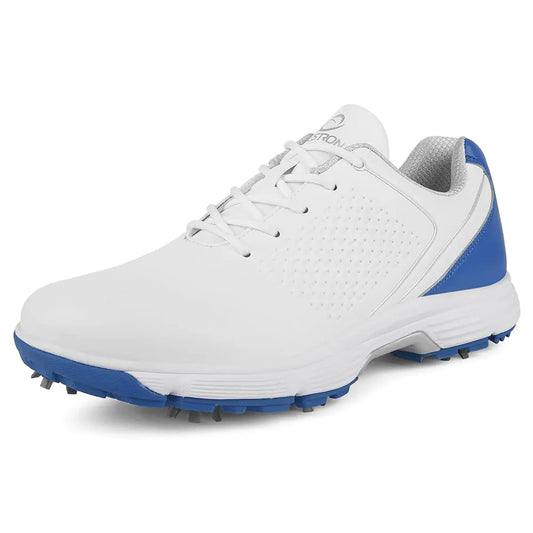 THESTRON Professional Golf Shoes for Men 7 Spikes Non-Slip Outdoor Golf Sport Training Sneakers Mens Comfortable Sport Shoes for Golfing Size 7-15 (7White Sky Blue)