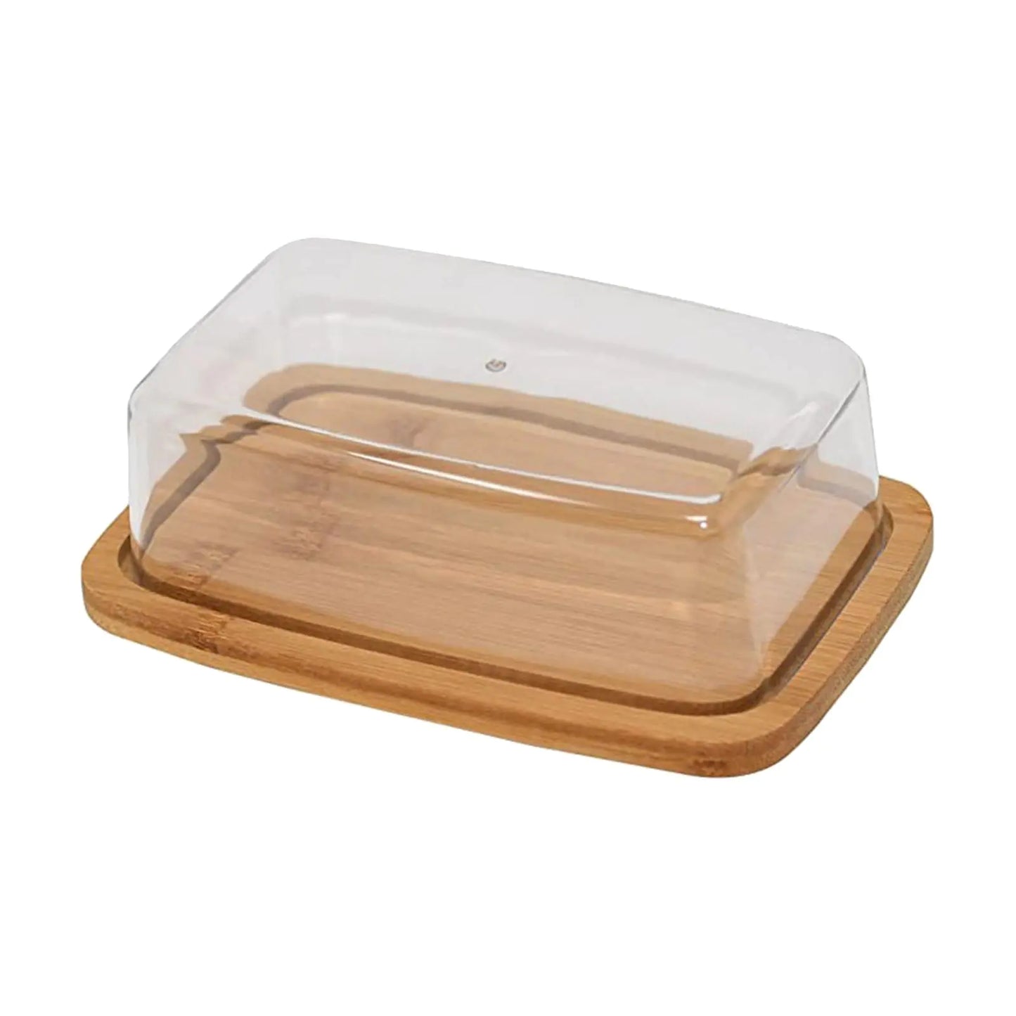 Square Bamboo Butter Dish Glass Lid